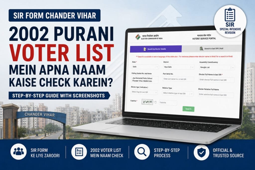 SIR Form Chander Vihar 2002 voter list search guide